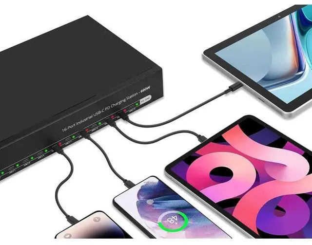 Alt view image 8 of 10 - SIIG 16-Port Industrial USB-C PD Charging Station 600W Supports IDUS0A11S1