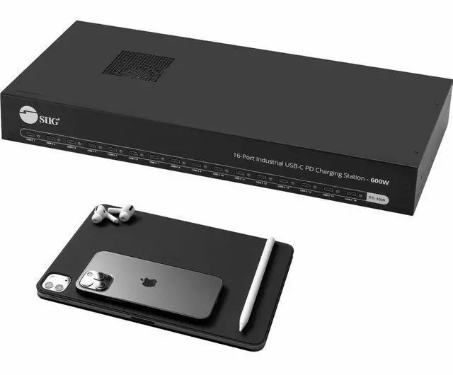 Alt view image 10 of 10 - SIIG 16-Port Industrial USB-C PD Charging Station 600W Supports IDUS0A11S1