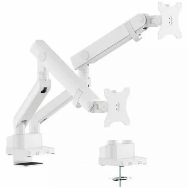 Alt view image 9 of 14 - Amer Mounts Dual Articulating Heavy Duty Spring Monitor Arm For 15"-35" Monitors 12kg Max Weight per Screen - Clamp and Grommet Base Installation Included - HYDRA2B-W (WHITE)