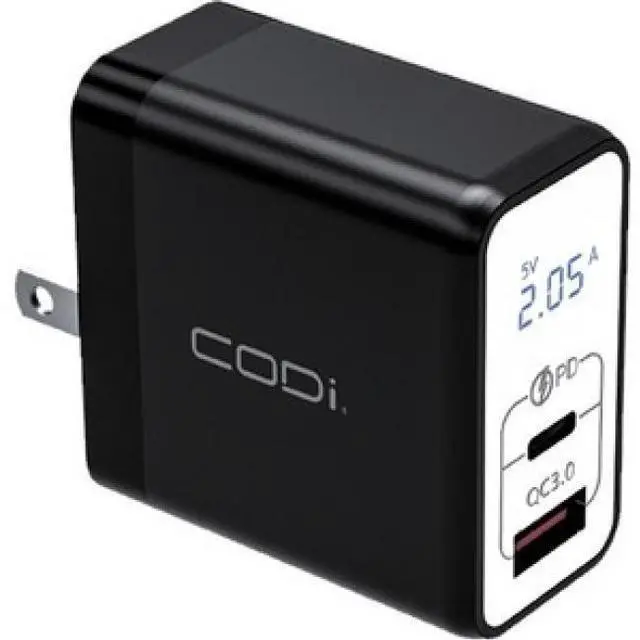 Alt view image 3 of 3 - CODi Dual Port 30W Wall Charger/AC Adapter USB-C USB-A Outputs A01104