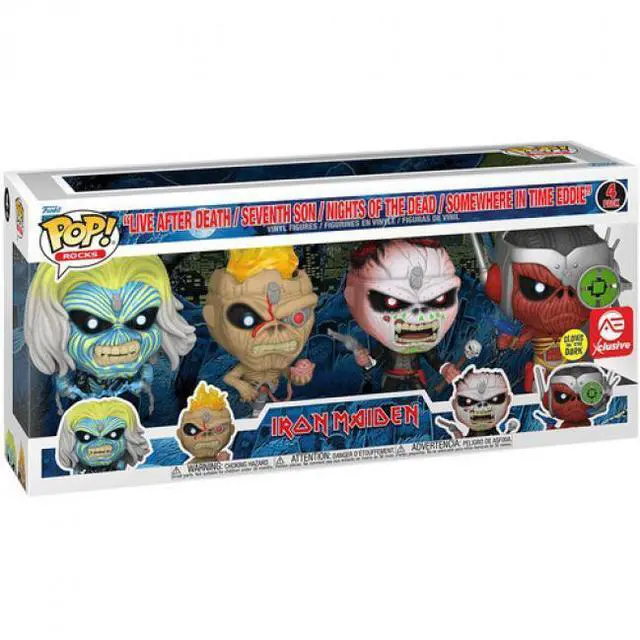 Main image of Funko POP! ROCKS: Iron Maiden - Eddie 4PK Glow in the Dark Box Set (AE Exclusive)