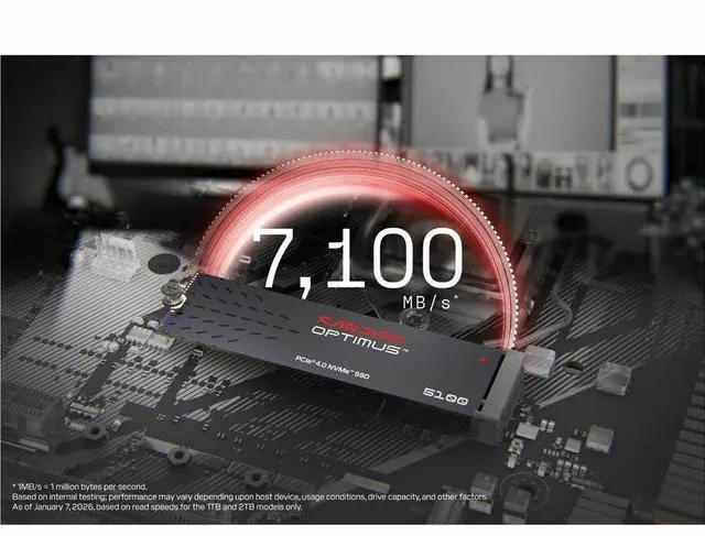 Alt view image 2 of 7 - SanDisk Optimus 5100 M.2 2280 4TB PCI-Express 4.0 x4 QLC 3D CBA NAND Internal Solid State Drive (SSD) SDSP51400TAN-000E0