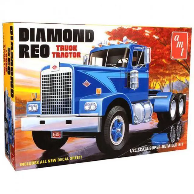 Alt view image 9 of 9 - Skill 3 Model Kit Diamond Reo Truck Tractor 1/25 Plastic Model Kit by AMT