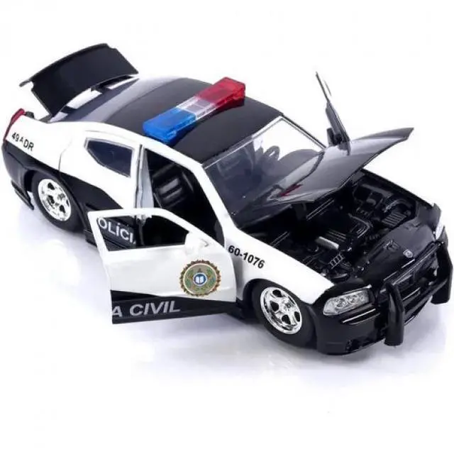 Alt view image 13 of 14 - 2006 Dodge Charger Police Black and White "Policia Civil" "Fast & Furious" Series 1/24 Diecast Model Car by Jada