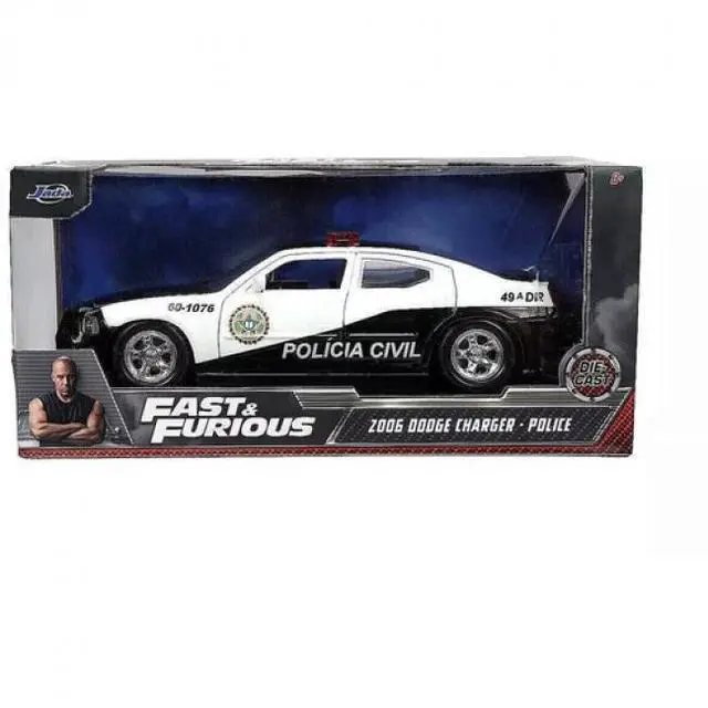 Alt view image 14 of 14 - 2006 Dodge Charger Police Black and White "Policia Civil" "Fast & Furious" Series 1/24 Diecast Model Car by Jada