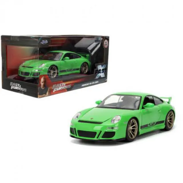 Alt view image 12 of 14 - Porsche 911 GT3 (997) Green with Black Accents "Fast X" (2023) Movie "Fast & Furious" Series 1/24 Diecast Model Car by Jada
