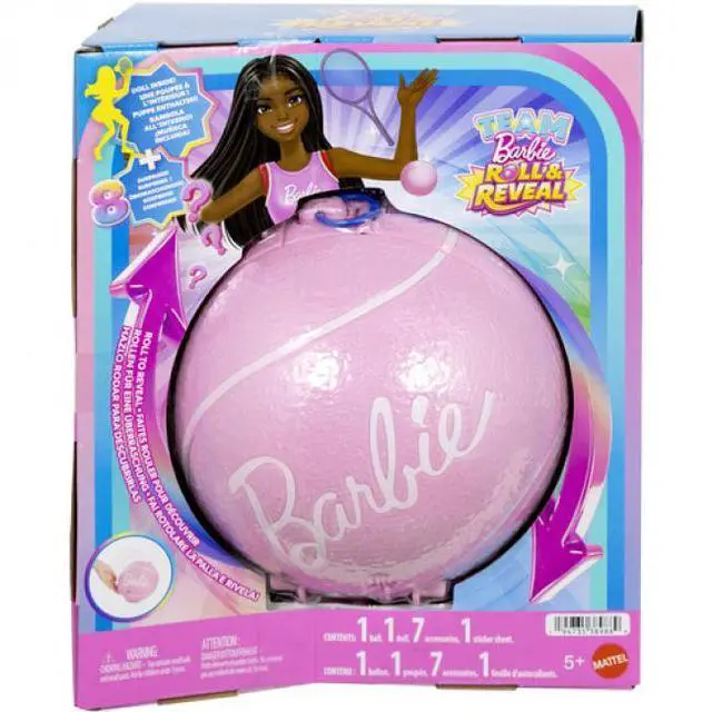 Alt view image 5 of 7 - Barbie Team Barbie Roll & Reveal Tennis Player Doll and Accessories