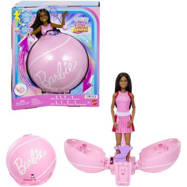 Alt view image 6 of 7 - Barbie Team Barbie Roll & Reveal Tennis Player Doll and Accessories