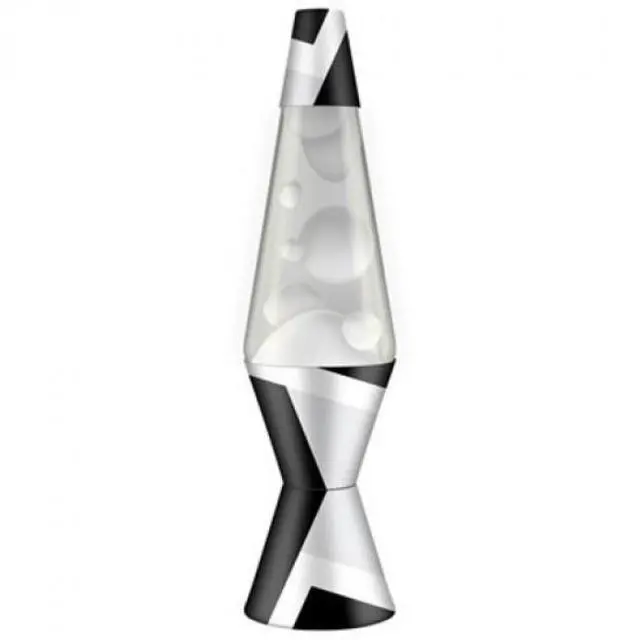 Main image of Lava? Lamp 14.5" Polygonal Black & White Tone- White Wax/Clear Liquid/B&W Polygonal Base & Cap