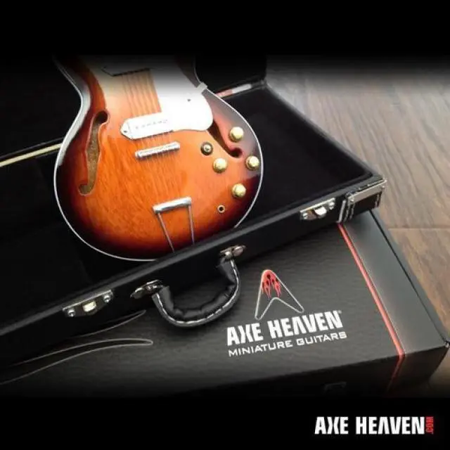 Alt view image 3 of 4 - Axe Heaven Mini Guitar Replica Collectible Black Guitar Case CASE-BL-1