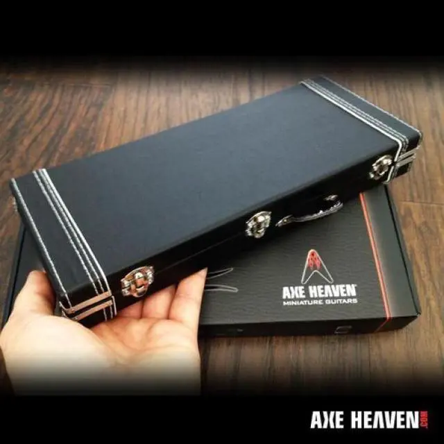 Alt view image 4 of 4 - Axe Heaven Mini Guitar Replica Collectible Black Guitar Case CASE-BL-1