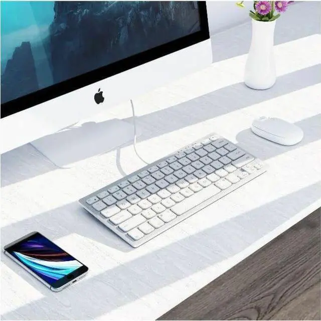 Alt view image 3 of 7 - Macally Compact Mac Keyboard with Dual Plug - Cable Connectivity - Compact - USB Type C, USB Type A Interface - 78 Key(s) - Volume Control, Brightness, Mission Control, Media Control, Command, Option,