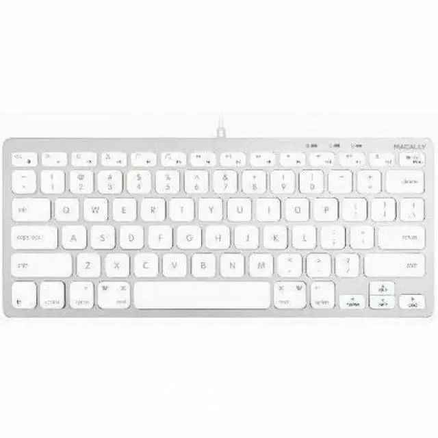 Alt view image 6 of 7 - Macally Compact Mac Keyboard with Dual Plug - Cable Connectivity - Compact - USB Type C, USB Type A Interface - 78 Key(s) - Volume Control, Brightness, Mission Control, Media Control, Command, Option,