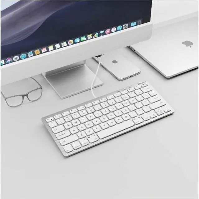 Alt view image 4 of 7 - Macally Compact Mac Keyboard with Dual Plug- Space Gray - Cable Connectivity - Compact - USB Type C, USB Type A Interface - 78 Key(s) - Volume Control, Brightness, Mission Control, Media Control, Comm