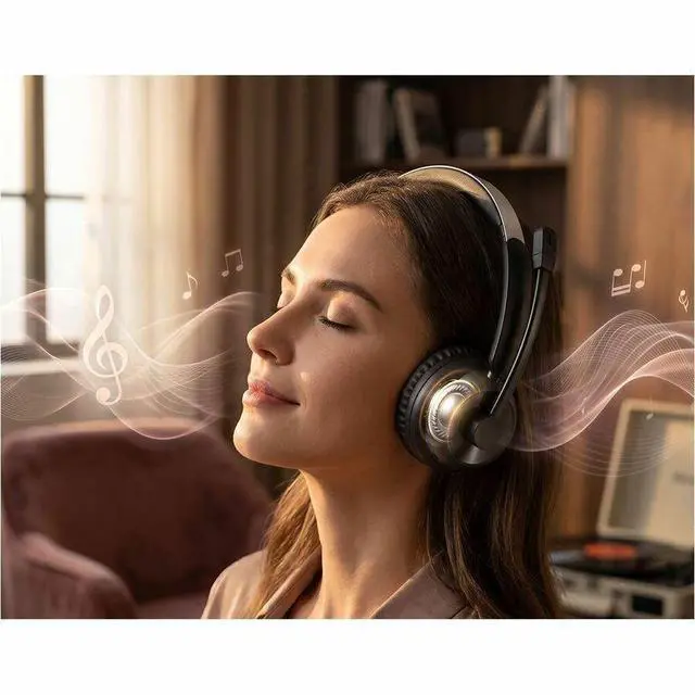 Alt view image 12 of 19 - Adesso Xtream P900 Bluetooth Headset with Adjustable Microphone Boom Black
