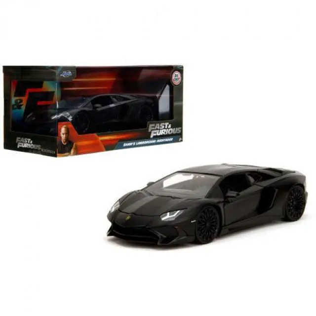 Alt view image 13 of 13 - Shaw's Lamborghini Aventador Matt Black "Furious 7" (2015) Movie "Fast & Furious" Series 1/24 Diecast Car Model by Jada