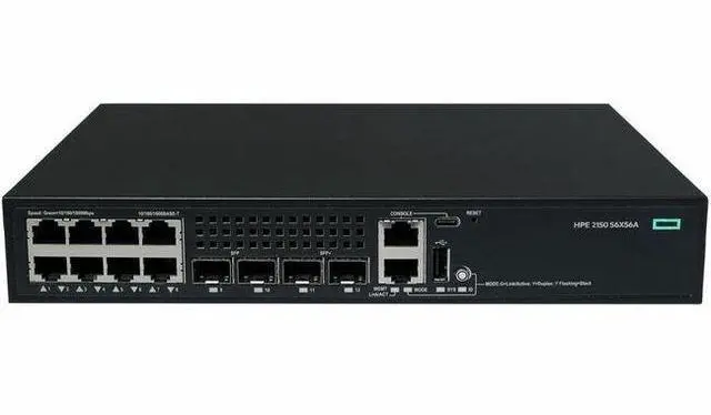 Main image of HPE CW 2150 8p 10M/100M/1G 2p SFP 1G 2p SFP+ 1G/10G Switch - 8 Ports - Manageable - Gigabit Ethernet, 10 Gigabit Ethernet - 10/100/1000Base-T, 10GBase-X, 1000Base-X - 3 Layer Supported - 2 SFP Slots -