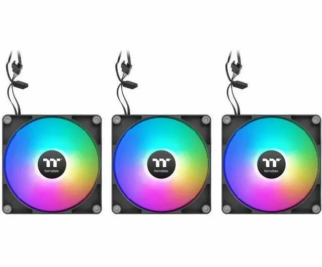 Alt view image 12 of 12 - Thermaltake TS120 EX RGB 120mm; Embedded Temperature Sensor; PWM 500~2000 RPM; MagForce 2.0; Airflow 56.01 CFM; Hydraulic Bearing; TT RGB Plus 3.0; Controller Included; 3-Pack; Black; CL-F206-PL12SW-A