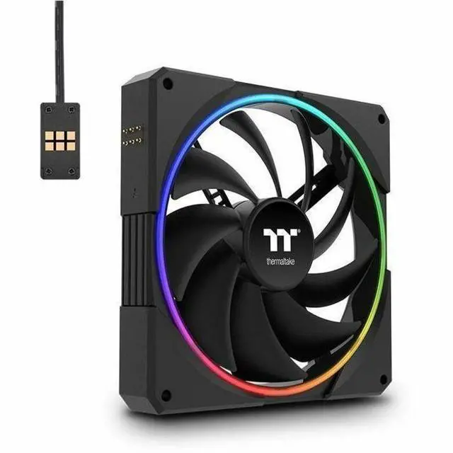 Alt view image 13 of 13 - Thermaltake TS140 EX RGB 140mm; Embedded Temperature Sensor; PWM 500~2000 RPM; MagForce 2.0; Airflow 93.35 CFM; Hydraulic Bearing; TT RGB Plus 3.0; Controller Included; 3-Pack; Black; CL-F208-PL14SW-A