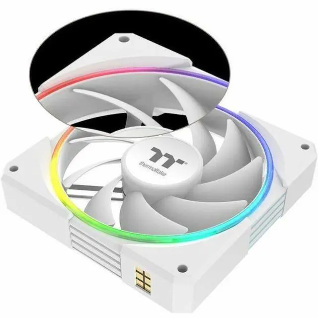 Alt view image 12 of 13 - Thermaltake TS120 EX RGB 120mm; Embedded Temperature Sensor; PWM 500~2000 RPM; MagForce 2.0; Airflow 56.01 CFM; Hydraulic Bearing; TT RGB Plus 3.0; Controller Included; 3-Pack; White; CL-F207-PL12SW-A