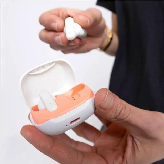 Alt view image 4 of 6 - Skullcandy Smokin' Buds In-Ear Wireless Earbuds 20 Hr Battery 50% Renewable Plastics Microphone Works With Iphone Android And Bluetooth Devices - Bone/Orange Glow