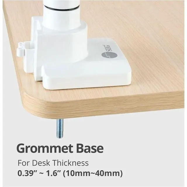 Alt view image 7 of 8 - SIIG Single 43" Monitor Heavy-Duty Premium Gas Spring Desk Mount White VESA 75x75 100x100 200x200mm CEMT3111S3