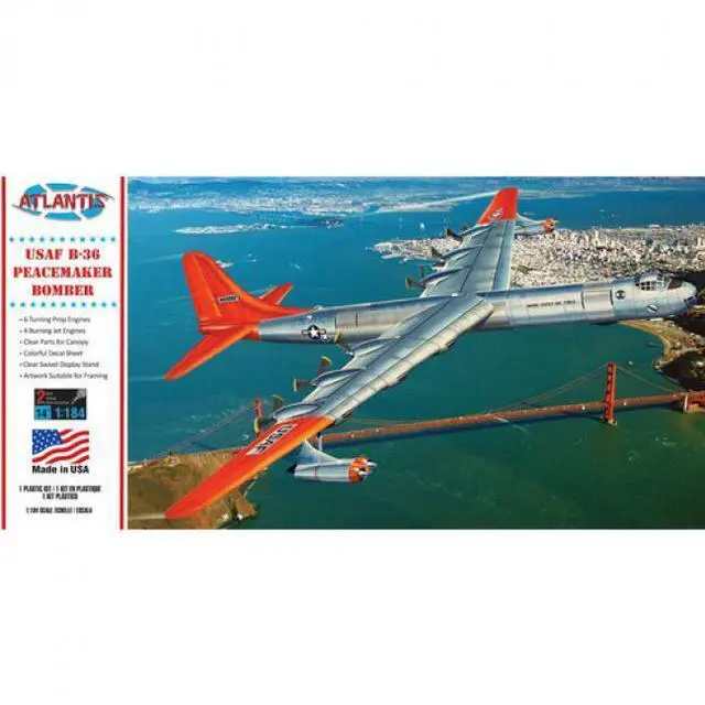 Main image of B-36 Peacemaker Bomber United States Air Force (USAF) with Swivel Stand 1:184 Scale Model Kit