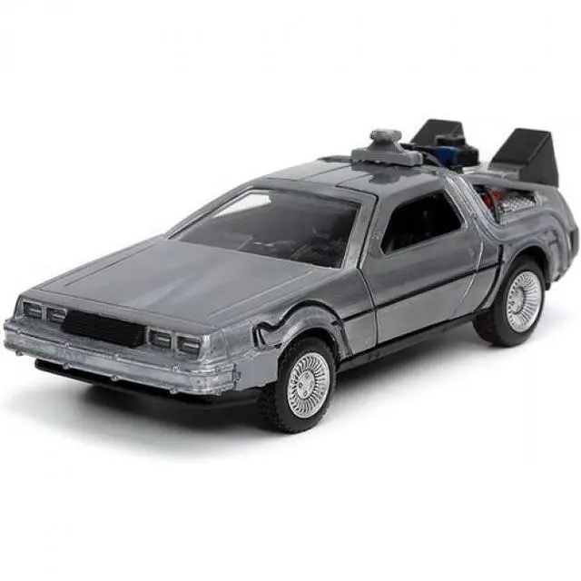 Alt view image 10 of 10 - DeLorean DMC Time Machine Brushed Metal "Back to the Future Part I" (1985) Movie "Hollywood Rides" 1/32 Diecast Model Car Jada