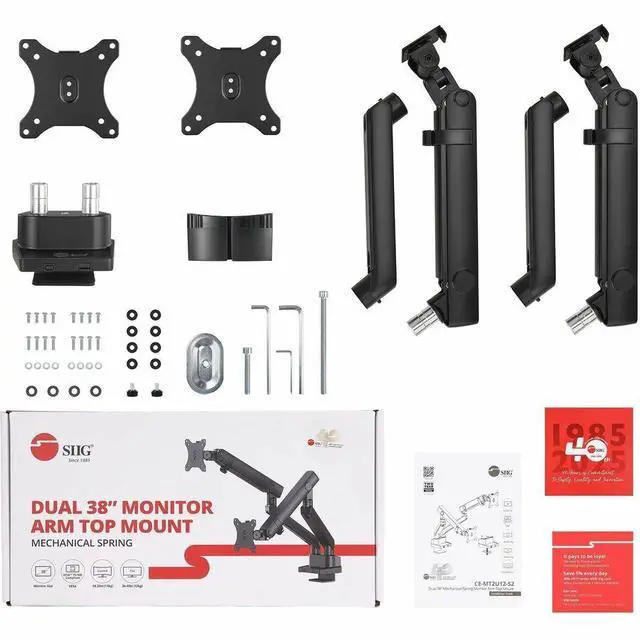 Alt view image 5 of 7 - Dual 38" Mechanical Spring Monitor Arm Top Mount-Black, Up to 38" Monitor, Max Load up to 26.4 lbs each - Dual 38" Mechanical Spring Monitor Arm Top Mount-Black, Up to 38" Monitor,