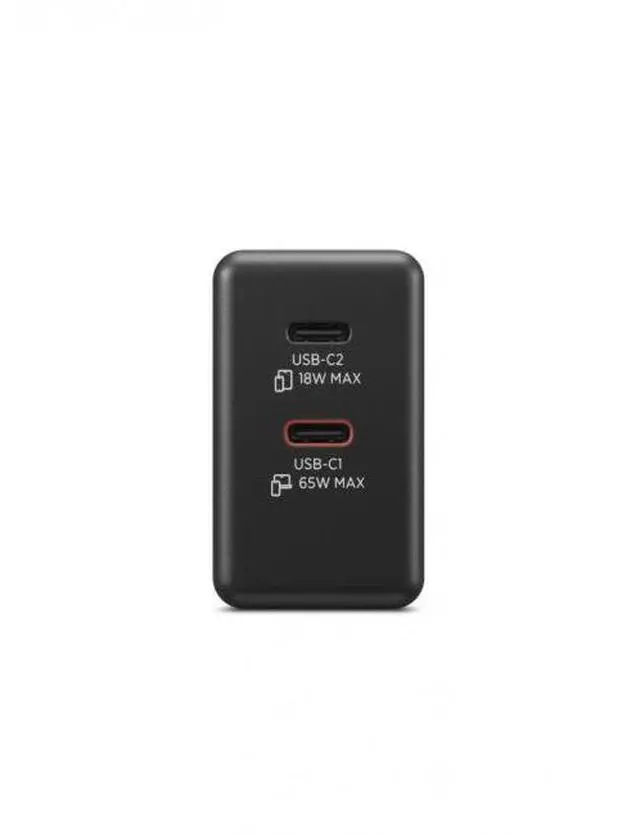 Alt view image 11 of 11 - Lenovo Dual USB-C 65W GaN Power Adapter (Black)