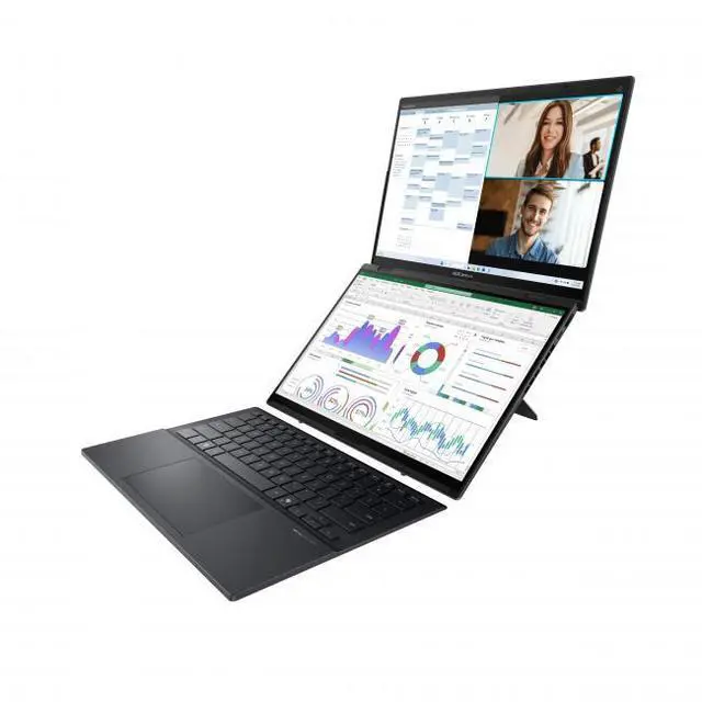 Alt view image 3 of 7 - ASUS Zenbook DUO Dual 14" OLED WUXGA Touchscreen Detachable 2-in-1 Notebook Intel Core Ultra 9 285H 16GB RAM 1TB SSD Inkwell Gray