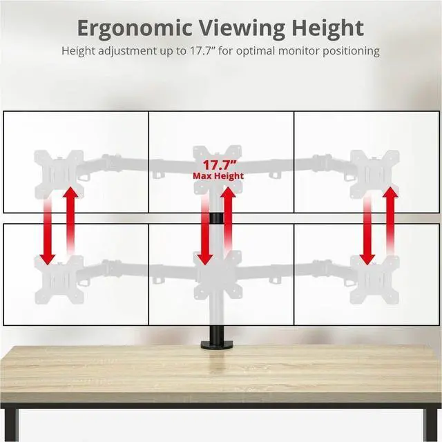 Alt view image 2 of 7 - Triple 32" Articulating Monitor Arm Mount-Black, Up to 32" , Max Load 17.6 lbs each, VESA Plate 75x75mm,100x100mm - Triple 32" Articulating Monitor Arm Mount-Black, Up to 32" , Max