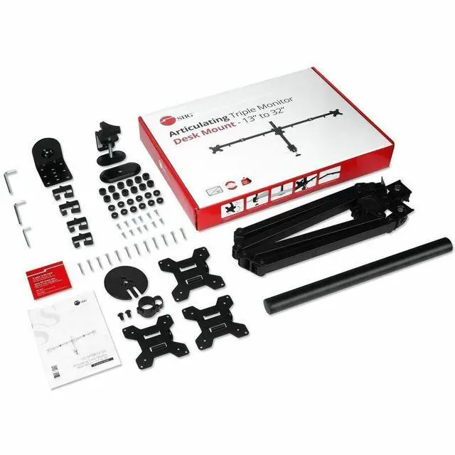 Alt view image 3 of 7 - Triple 32" Articulating Monitor Arm Mount-Black, Up to 32" , Max Load 17.6 lbs each, VESA Plate 75x75mm,100x100mm - Triple 32" Articulating Monitor Arm Mount-Black, Up to 32" , Max