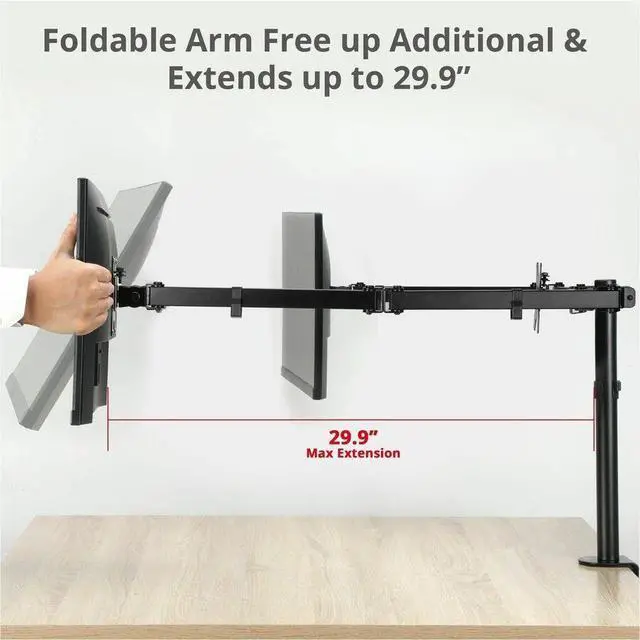 Alt view image 4 of 7 - Triple 32" Articulating Monitor Arm Mount-Black, Up to 32" , Max Load 17.6 lbs each, VESA Plate 75x75mm,100x100mm - Triple 32" Articulating Monitor Arm Mount-Black, Up to 32" , Max