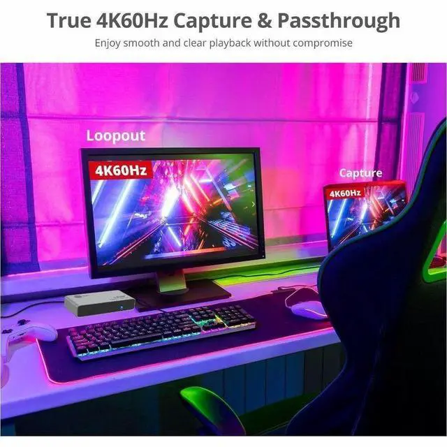 Alt view image 5 of 7 - SIIG 4K60Hz HDMI Video Capture Device with Loopout - USB-C HDMI Capture Card lets you capture and record true 4K video at 60fps while simultaneously outputting zero-latency 4K60Hz passthrough to your