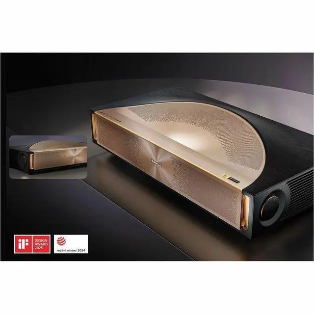 Alt view image 4 of 7 - Hisense l9q 3D Ultra Short Throw Laser Projector - Wall Mountable - Coffee Brown, Black - High Dynamic Range (HDR) - Front - 2160p - 25000 Hour Normal Mode - 5,000:1 - 5000 lm - HDMI - USB - Wireless