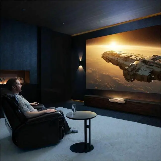 Alt view image 7 of 7 - Hisense l9q 3D Ultra Short Throw Laser Projector - Wall Mountable - Coffee Brown, Black - High Dynamic Range (HDR) - Front - 2160p - 25000 Hour Normal Mode - 5,000:1 - 5000 lm - HDMI - USB - Wireless