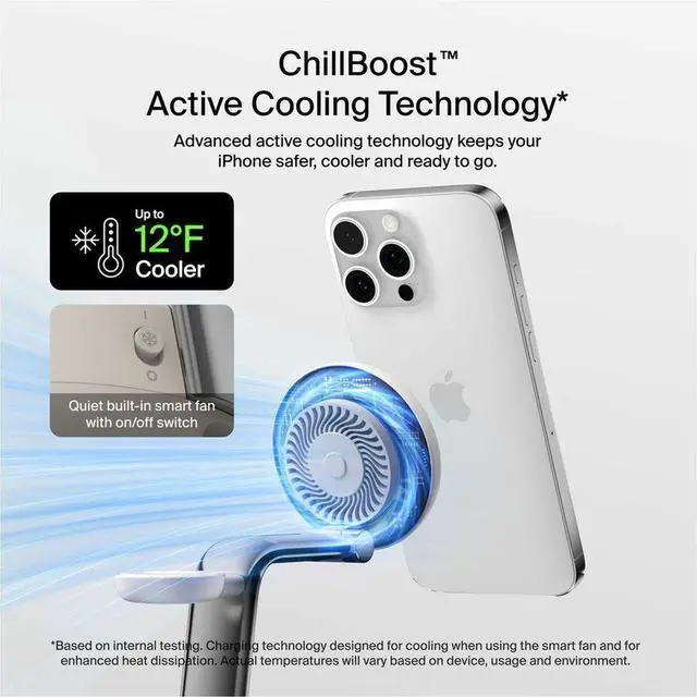 Alt view image 14 of 14 - Belkin UltraCharge Pro 25W 3-in-1 Magnetic Qi2 Wireless Charging Dock, Sand