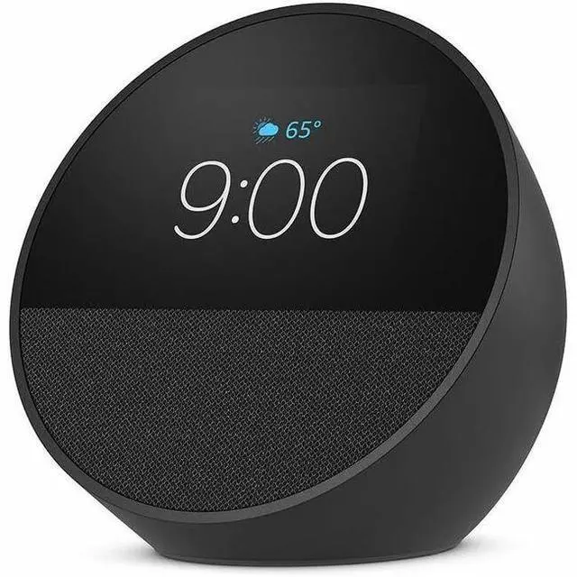 Alt view image 7 of 13 - _Mega Brand Echo Spot (newest model), Great for nightstands, offices and kitchens, Smart alarm clock with Alexa, Black