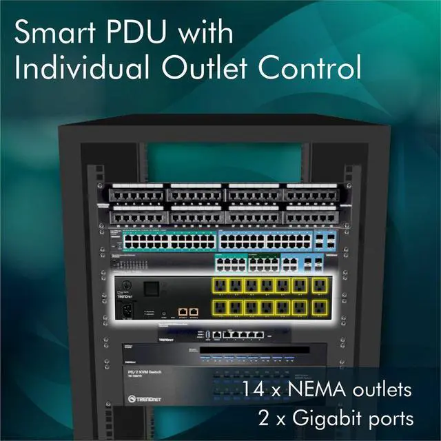 Alt view image 10 of 14 - TRENDnet TPI-L14,14-Outlet Managed 2U Rackmount Switched Power Distribution Unit