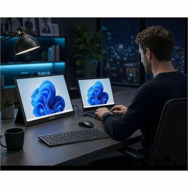 Alt view image 3 of 7 - Adesso CyberView P1 16" Class Full HD LCD Monitor - 16:9 - TAA Compliant - 15.6" Viewable - In-plane Switching (IPS) Technology - 1920 x 1080 - 25 ms - 60 Hz Refresh Rate - Speakers - Tilt -