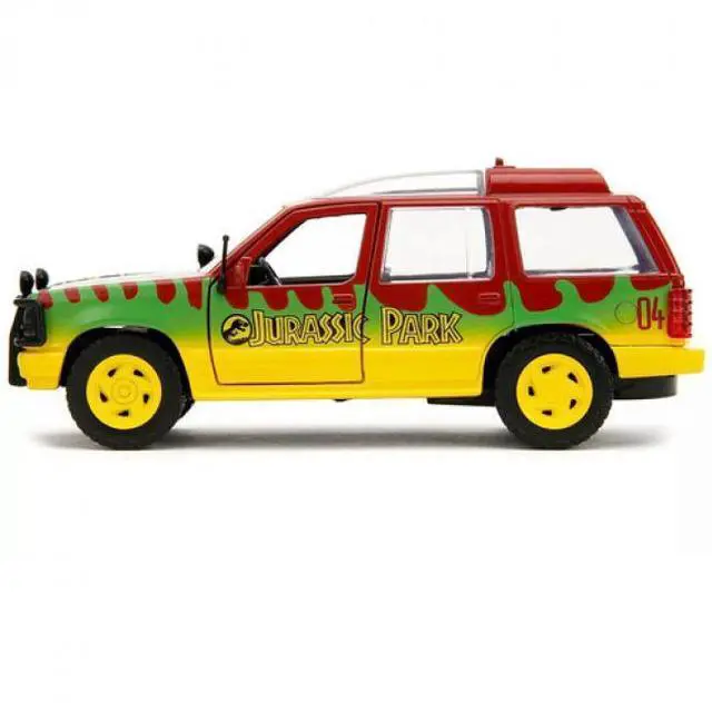 Alt view image 13 of 13 - Ford Explorer Red and Yellow with Green Graphics "Jurassic Park" (1993) Movie 30th Anniversary 1/32 Diecast Model Car by Jada
