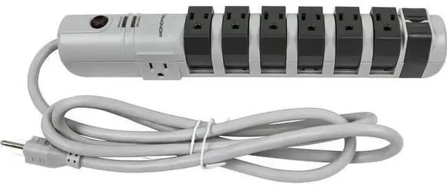 Alt view image 8 of 12 - Monoprice Power & Surge - 8 Outlet Rotating Surge Strip - Gray | UL Rated 2, 160 Joules with Grounded and Protected Light Indicator