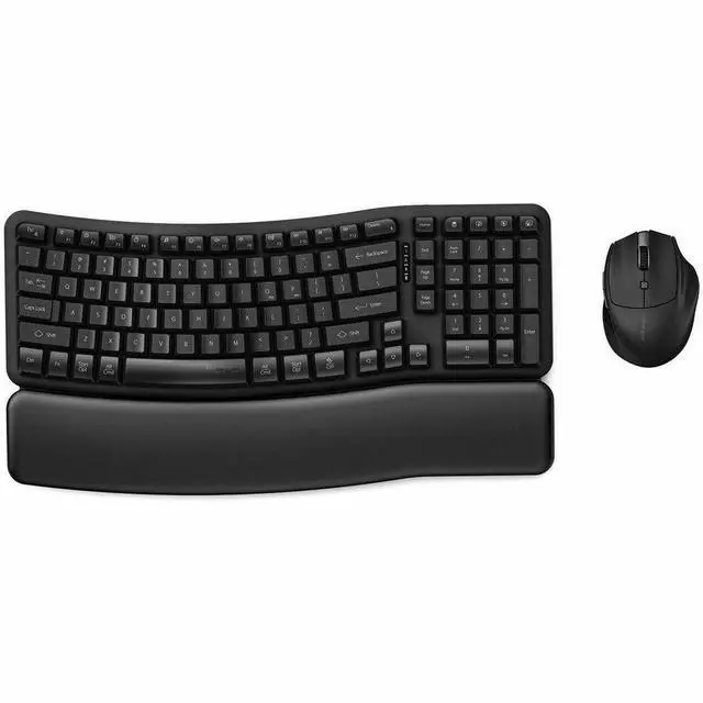 Alt view image 2 of 5 - Kensington Pro Fit Ergo KM620-RC Wireless Rechargeable EQ Desktop Set - USB Type A Membrane Wireless Bluetooth/RF 5.4 2.40 GHz Keyboard - Black - USB Type A Wireless Bluetooth/RF Mouse - Optical - 240