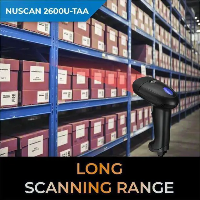 Alt view image 4 of 4 - Adesso NuScan 2600U-TAA - Handheld 2D Barcode Scanner - Cable Connectivity - 10" Scan Distance - 1D, 2D - LED - CMOS - USB - TAA Compliant