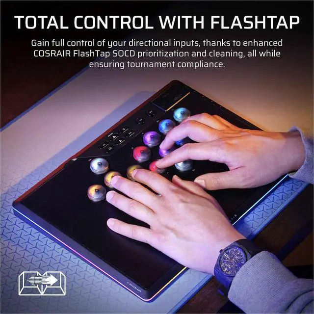 Alt view image 13 of 14 - CORSAIR NOVABLADE PRO WIRELESS HALL EFFECT LEVERLESS CONTROLLER, BACKLIT RGB LED
