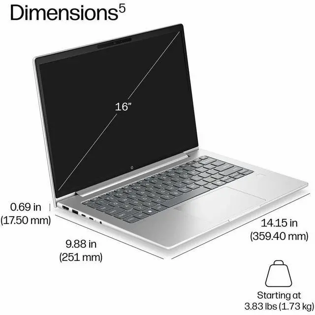 Alt view image 5 of 7 - HP ProBook 4 G2i 16" Notebook - WUXGA - Intel Core 7 Series 3 350 - 16 GB - 512 GB SSD - Pike Silver - Intel Chip - 1920 x 1200 - Windows 11 Pro - Intel - In-plane Switching (IPS) Technology - Fr