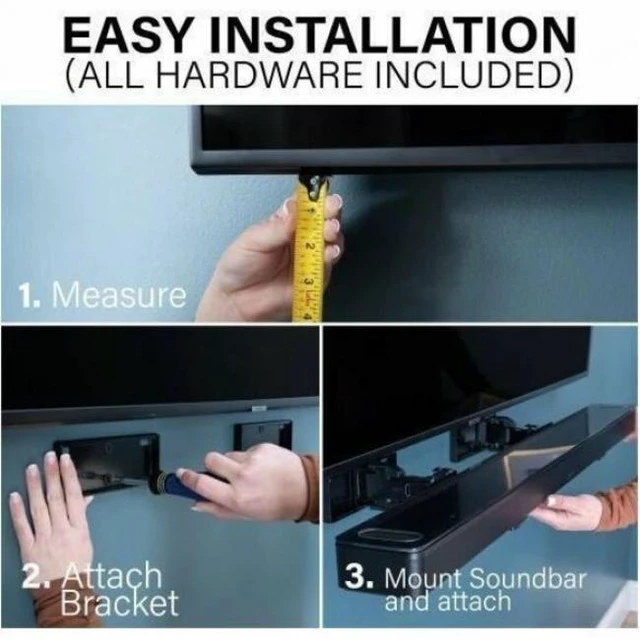 Alt view image 3 of 4 - SANUS Universal WSBWM1-B2 Wall Mount for Soundbar - 20 lb Load Capacity