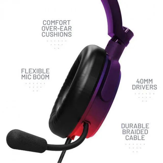 Alt view image 3 of 7 - PC Accessory: Wired Headset - 4Gamers C6-100 STRIKE - Red & Purple: Compatible with PC, Switch, PS5, Xbox X|S