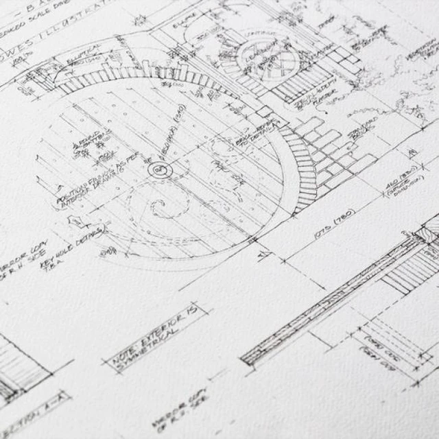 Alt view image 2 of 5 - WETA Workshop - The Lord of the Rings Trilogy - The Door of Bag End Blueprint Replica Art Print